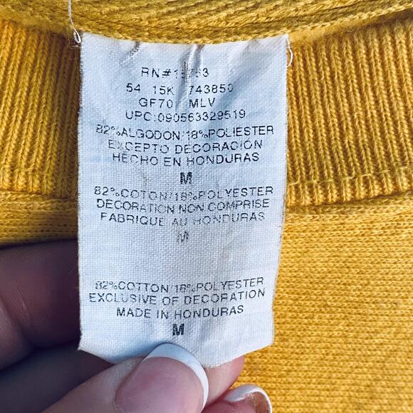 Vintage Champion Reverse Weave Sweatshirt Mens Medium Yellow Script Logo - Picture 2 of 5